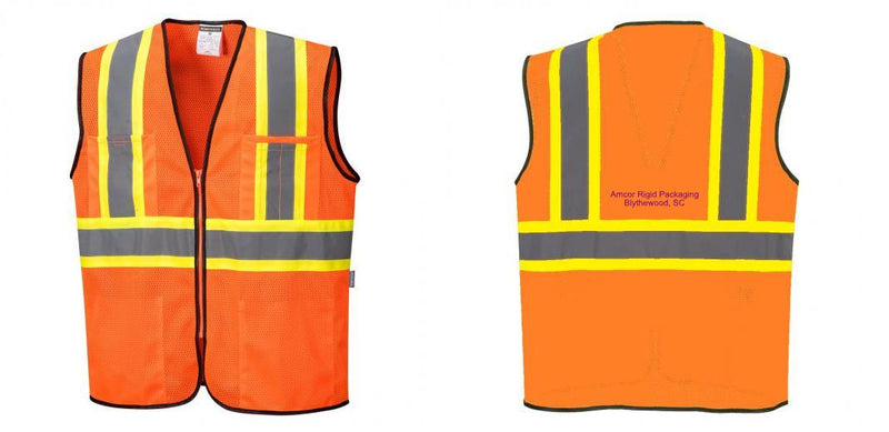 Mesh Class 2 Safety Vest with Pockets Hi Vis Reflective