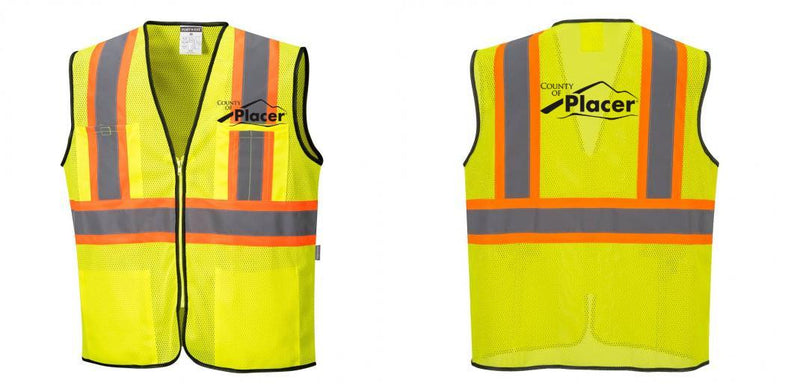 Custom Yellow Mesh Class 2 Reflective Safety Vest with Pockets