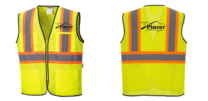 Custom Yellow Mesh Class 2 Reflective Safety Vest with Pockets