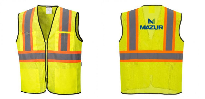 Custom Yellow Mesh Class 2 Reflective Safety Vest with Pockets