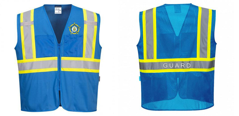 Custom Royal Blue Safety Vest Reflective High Visibility with Pockets