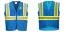 Custom Royal Blue Safety Vest Reflective High Visibility with Pockets