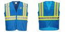 Custom Royal Blue Safety Vest Reflective High Visibility with Pockets