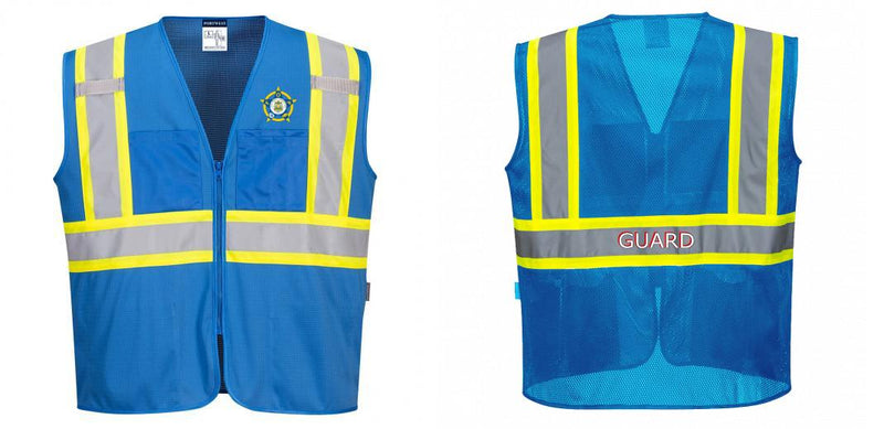 Custom Royal Blue Safety Vest Reflective High Visibility with Pockets