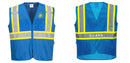 Custom Royal Blue Safety Vest Reflective High Visibility with Pockets