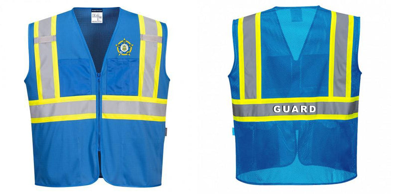 Custom Royal Blue Safety Vest Reflective High Visibility with Pockets