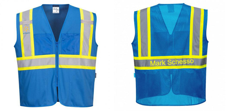 Custom Royal Blue Safety Vest Reflective High Visibility with Pockets