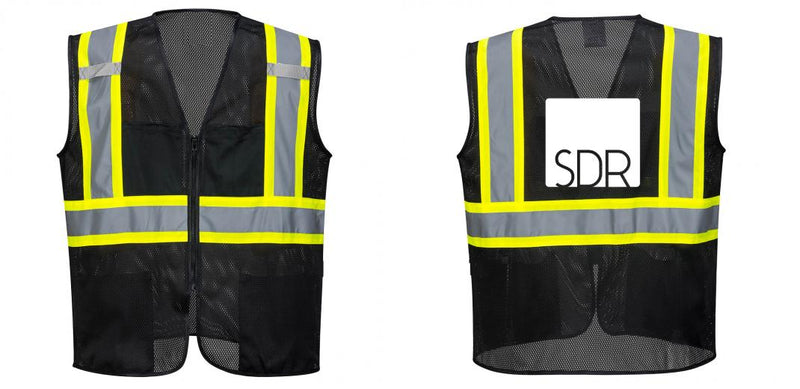Custom Black Safety Vest Reflective High Visibility with Pockets