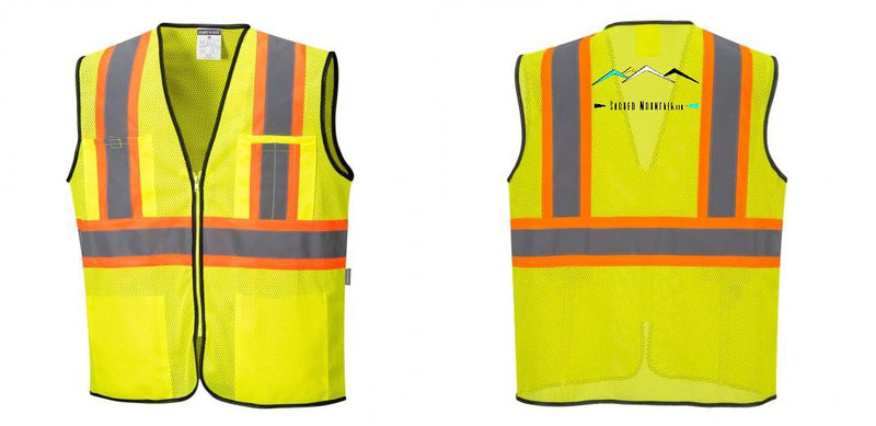 Custom Yellow Mesh Class 2 Reflective Safety Vest with Pockets