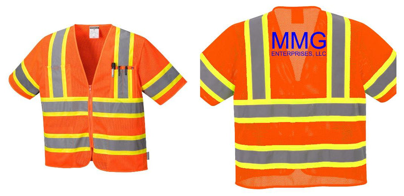 Custom Class 3 Orange Safety Vest Sleeved Hi-Vis with Pockets