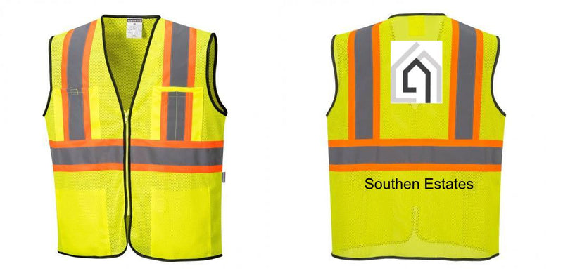 Custom Yellow Mesh Class 2 Reflective Safety Vest with Pockets