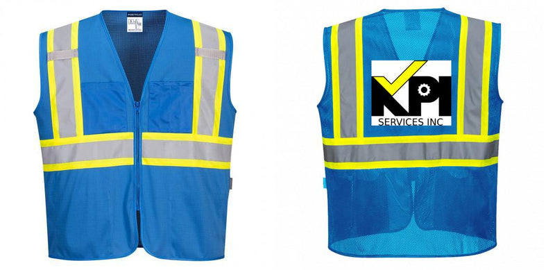 Custom Royal Blue Safety Vest Reflective High Visibility with Pockets