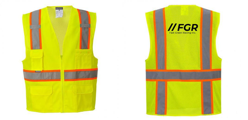 Custom Yellow Class 2 Safety Vest with Cooling Mesh Back