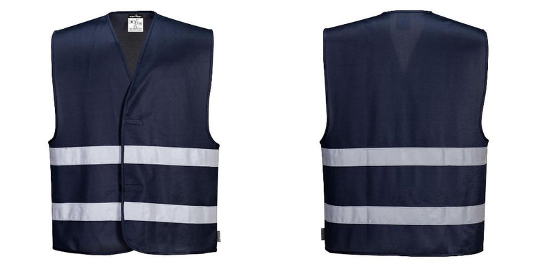 Custom Navy Blue Reflective Hi Visibility Work and Event Style Vest