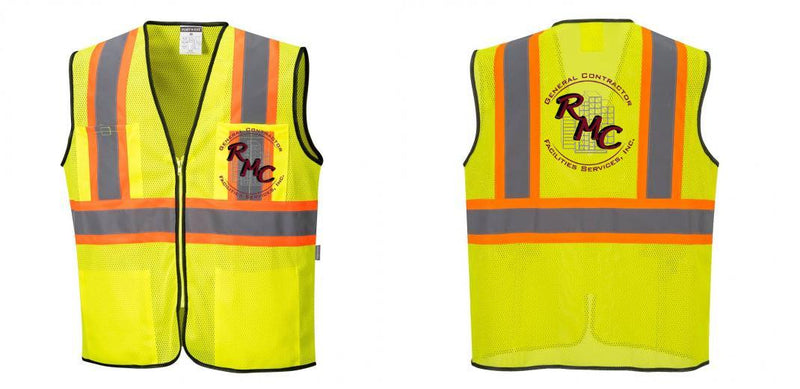 Custom Yellow Mesh Class 2 Reflective Safety Vest with Pockets