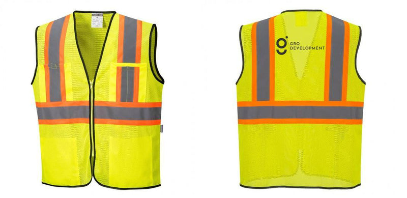 Custom Yellow Mesh Class 2 Reflective Safety Vest with Pockets