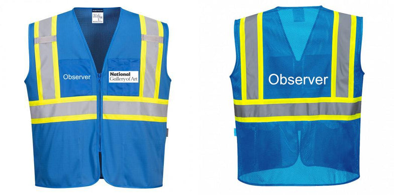 Custom Royal Blue Safety Vest Reflective High Visibility with Pockets