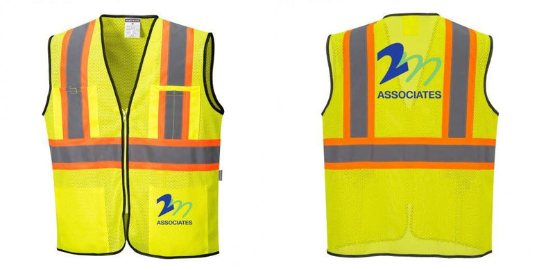 Custom Yellow Mesh Class 2 Reflective Safety Vest with Pockets