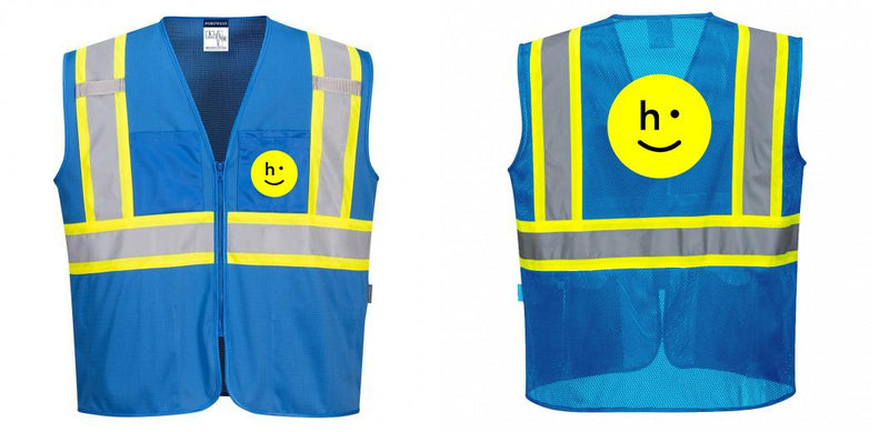 Custom Royal Blue Safety Vest Reflective High Visibility with Pockets
