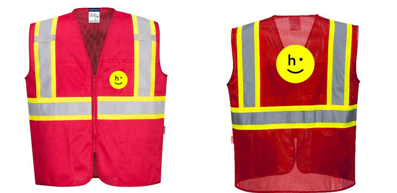 Red Reflective Safety Vest – High Visibility Mesh with Pockets