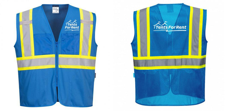 Custom Royal Blue Safety Vest Reflective High Visibility with Pockets