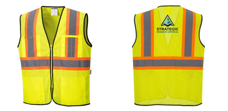 Custom Yellow Mesh Class 2 Reflective Safety Vest with Pockets
