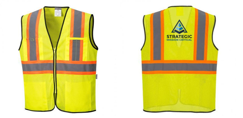 Custom Yellow Mesh Class 2 Reflective Safety Vest with Pockets