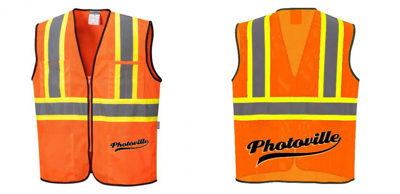 Custom Orange Mesh Class 2 Reflective Safety Vest with Pockets Hi Vis