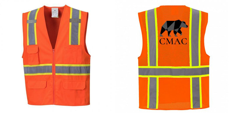Custom Orange Class 2 Safety Vest with Cooling Mesh Back