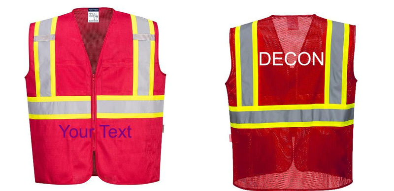 Red Reflective Safety Vest – High Visibility Mesh with Pockets
