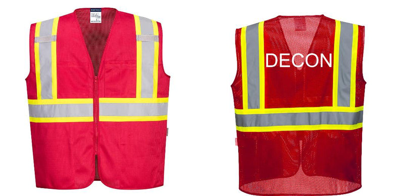 Red Reflective Safety Vest – High Visibility Mesh with Pockets