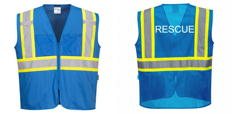 Custom Royal Blue Safety Vest Reflective High Visibility with Pockets