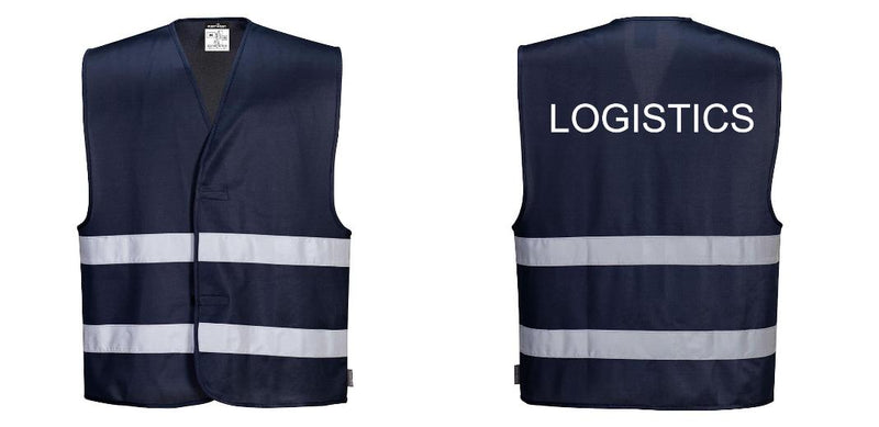 Navy Blue Reflective Hi Visibility Work and Event Style Vest
