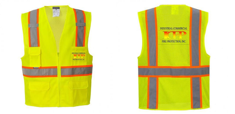 Custom Yellow Class 2 Safety Vest with Cooling Mesh Back
