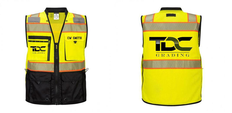 Custom Premium Two-toned Surveyor Safety Vest with Segmented Tape