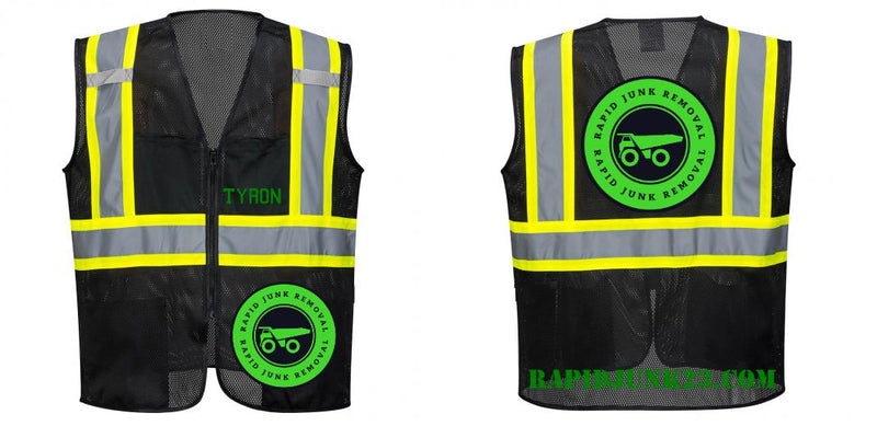Custom Black Safety Vest Reflective High Visibility with Pockets