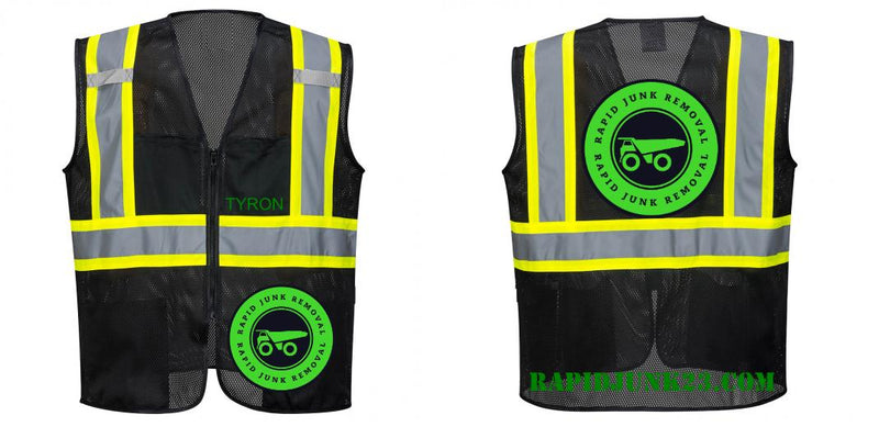 Custom Black Safety Vest Reflective High Visibility with Pockets