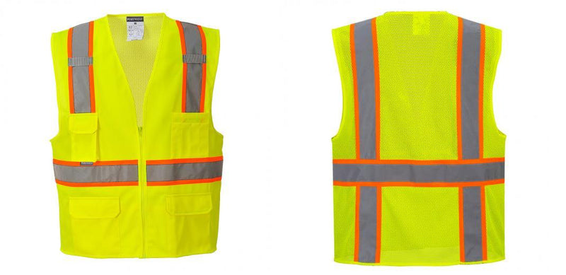 Custom Yellow Class 2 Safety Vest with Cooling Mesh Back
