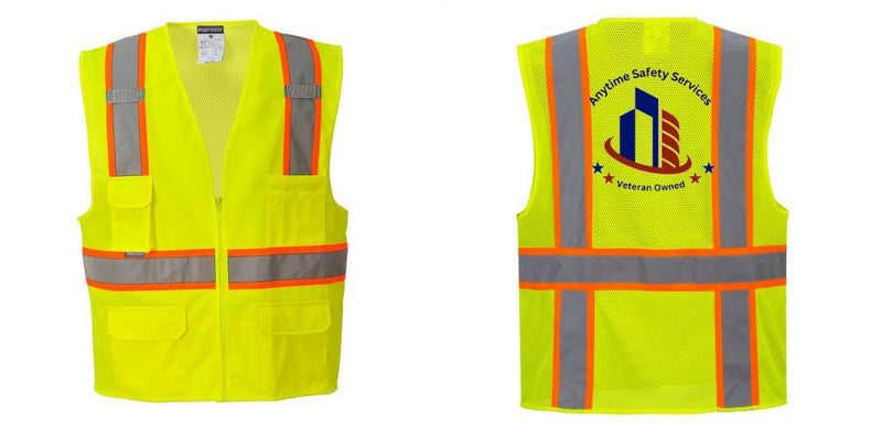 Custom Yellow Class 2 Safety Vest with Cooling Mesh Back