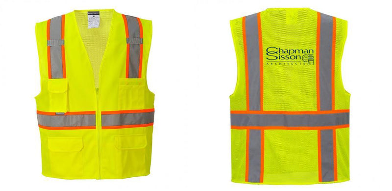 Custom Yellow Class 2 Safety Vest with Cooling Mesh Back