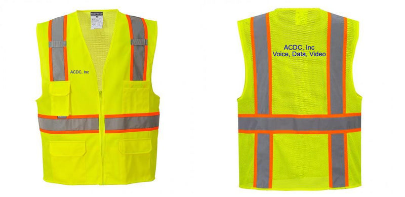 Custom Yellow Class 2 Safety Vest with Cooling Mesh Back