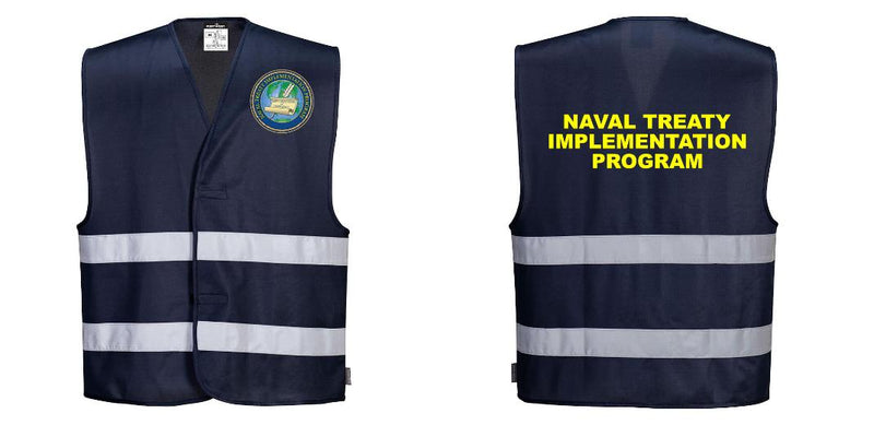 Navy Blue Reflective Hi Visibility Work and Event Style Vest
