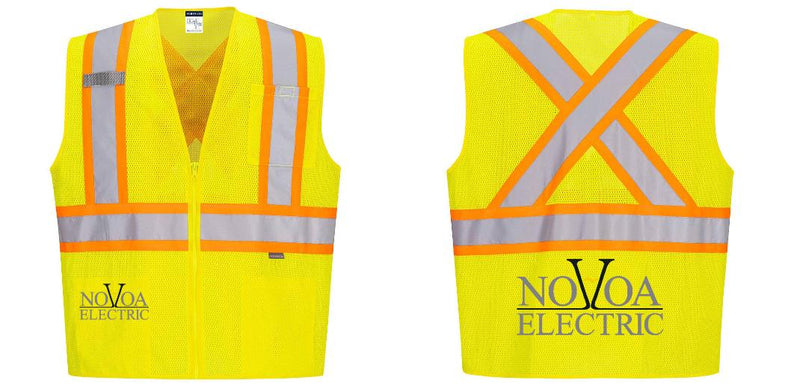 Custom X-Back YELLOW Mesh Contrast Tape Vest