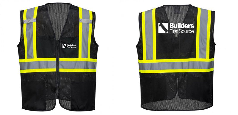 Custom Black Safety Vest Reflective High Visibility with Pockets