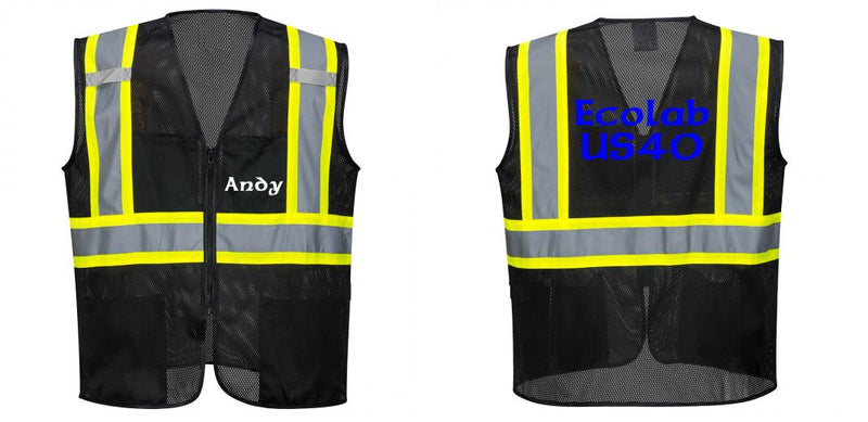 Black Safety Vest | Reflective High Visibility with Pockets