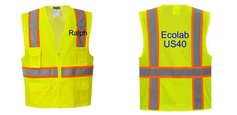 Custom Yellow Class 2 Safety Vest with Cooling Mesh Back