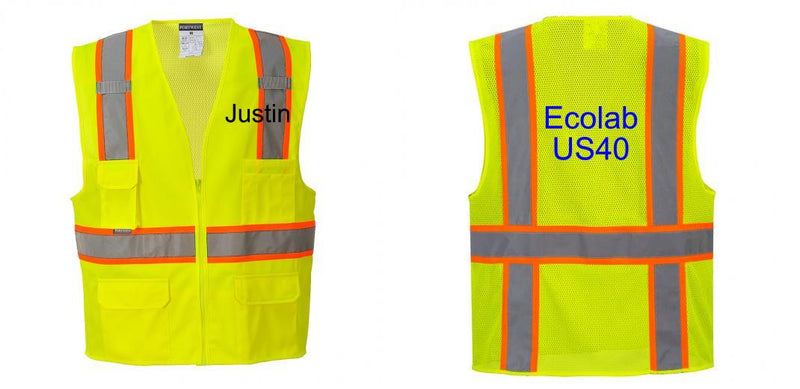 Custom Yellow Class 2 Safety Vest with Cooling Mesh Back