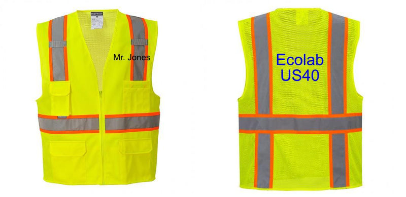 Custom Yellow Class 2 Safety Vest with Cooling Mesh Back