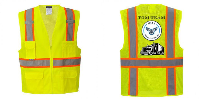 Custom Yellow Class 2 Safety Vest with Cooling Mesh Back