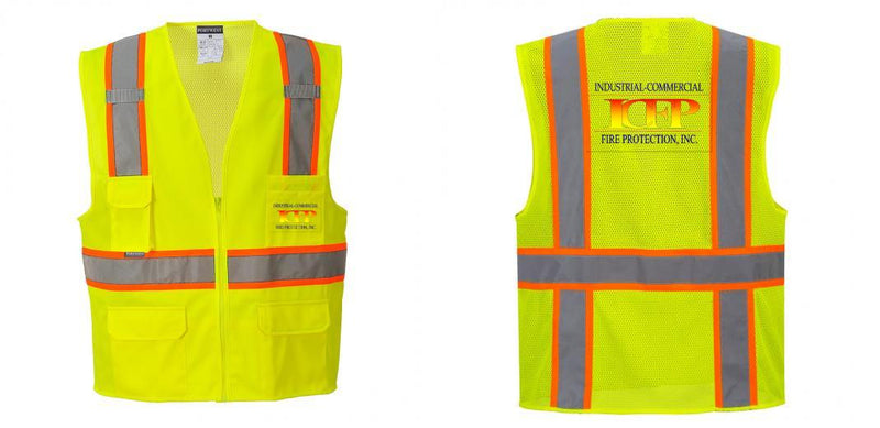 Custom Yellow Class 2 Safety Vest with Cooling Mesh Back